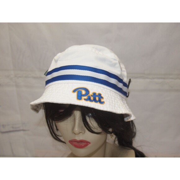 PITT Panthers Bucket Hat White with Pitt in blue & Gold Size S/M Unisex NEW - Picture 5 of 7